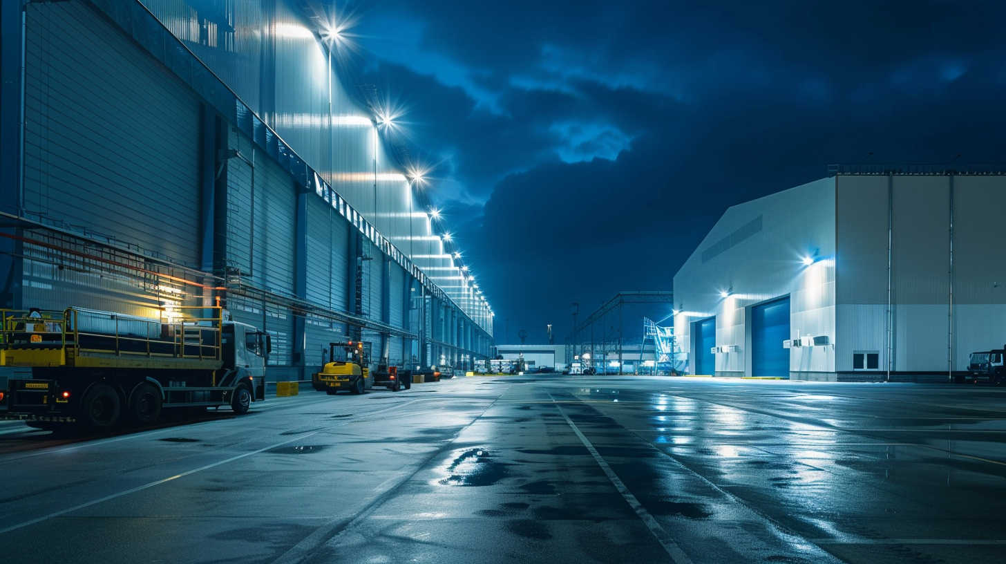 A_large_industrial_facility_with_high-power_LED_floodlights