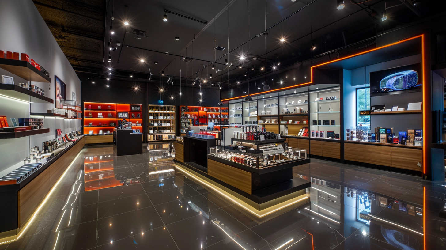 trendy retail store featuring customized LED lighting