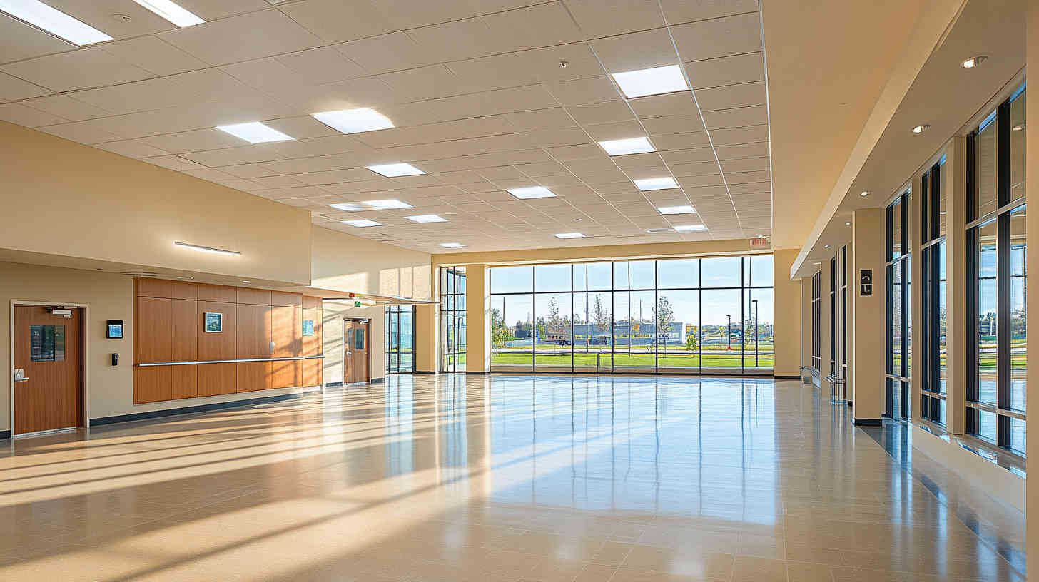 A_commercial_building_lobby_with_a_mix_of_natural_light and led lighting