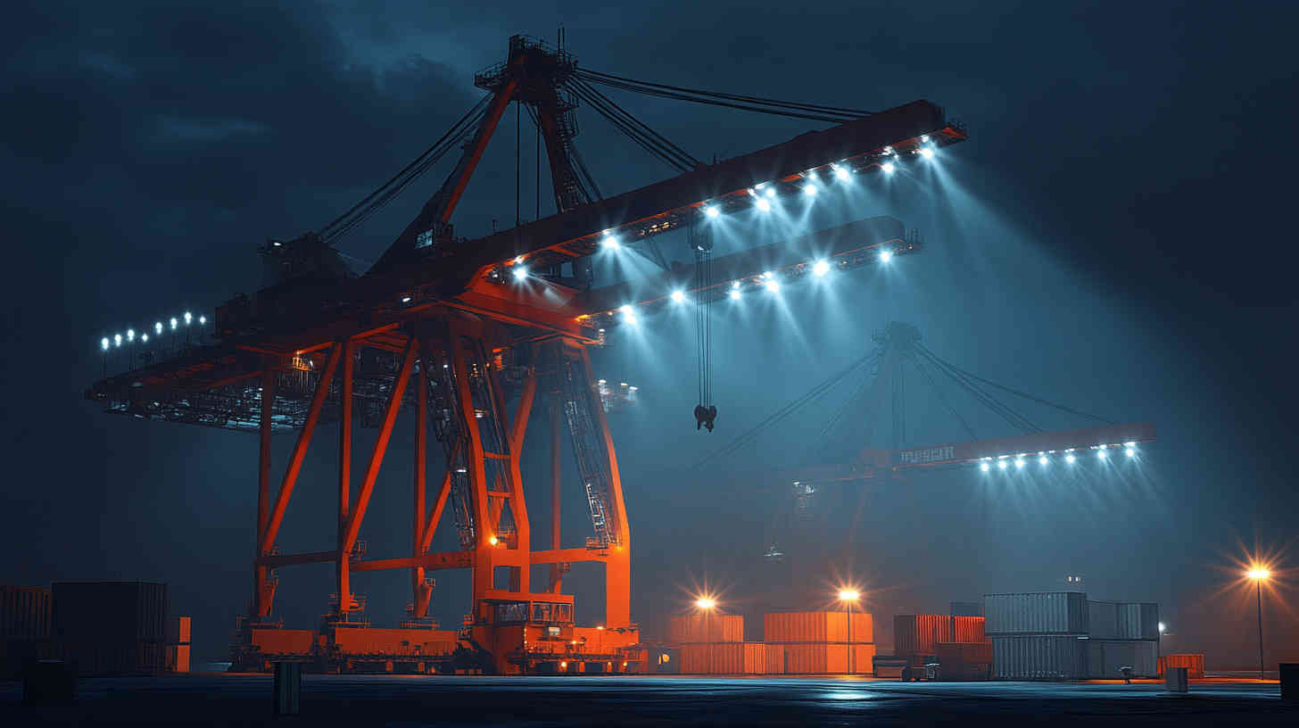 a_port_crane_equipment with LED flood lights