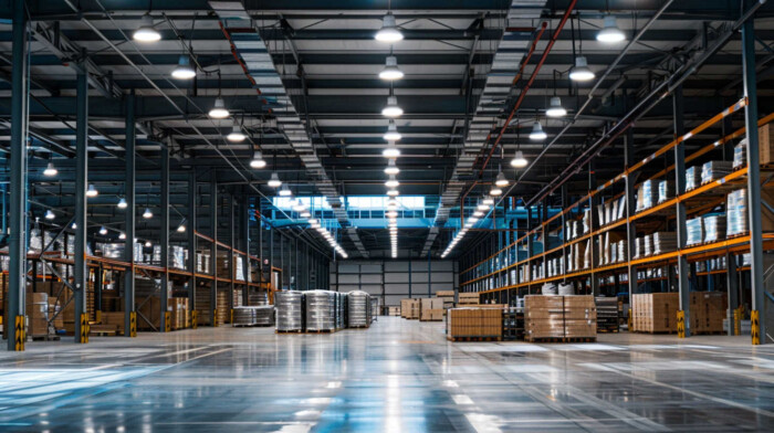 expansive_industrial_facility_with_round_LED_high bay light