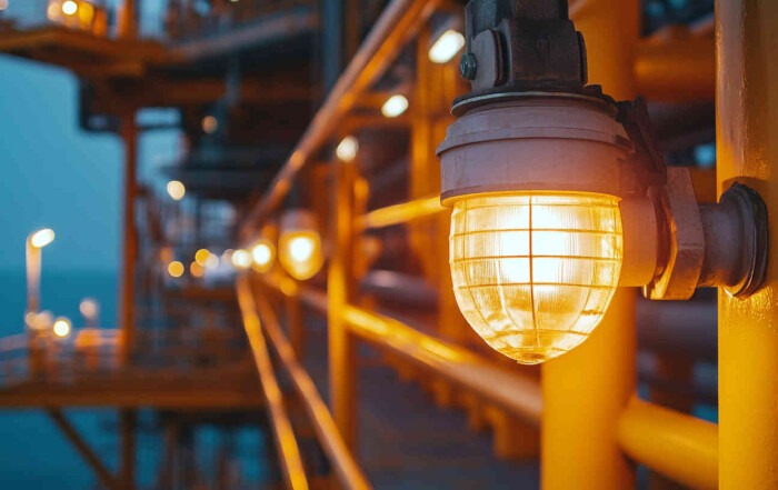 Explosion-proof_LED_floodlight_in_an_oil_rig_setting